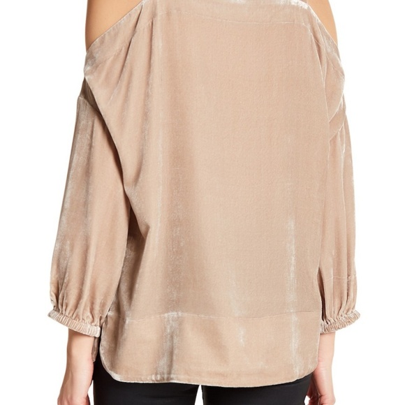 Sold Tibi Beige Velvet Cold Shoulder Long Sleeve - Picture 2 of 5